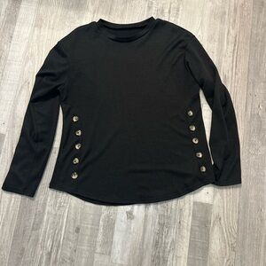 Shein Women's Size Large Black Rib Knit  Long Sleeve Top